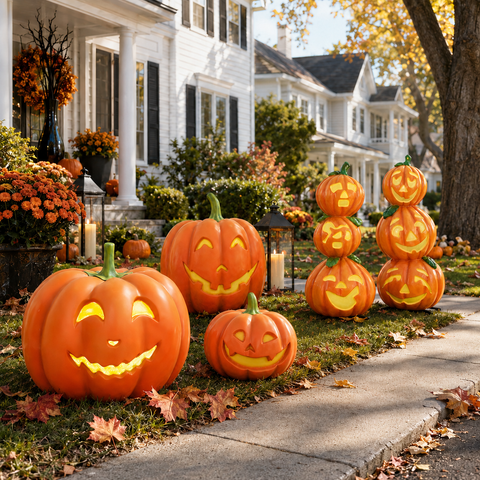 Large Lighted Halloween Jack O' Lantern Figure, 24"