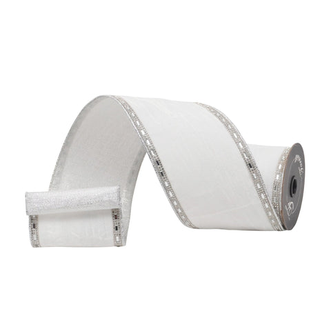 Plush Jewel Ribbon, 4" x 5yd (Ivory White)