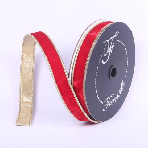 Flashy Velvet Ribbon, 1" x 10yd (Red)