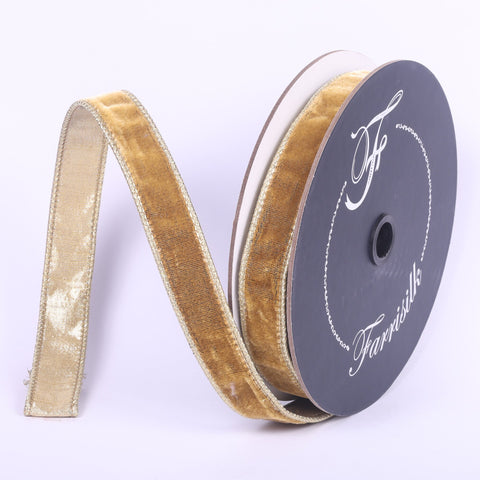 Flashy Velvet Ribbon, 1" x 10yd (Gold)
