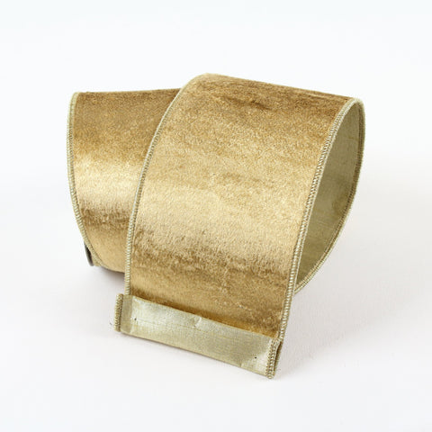 Flashy Velvet Ribbon, 4" x 10yd (Gold)
