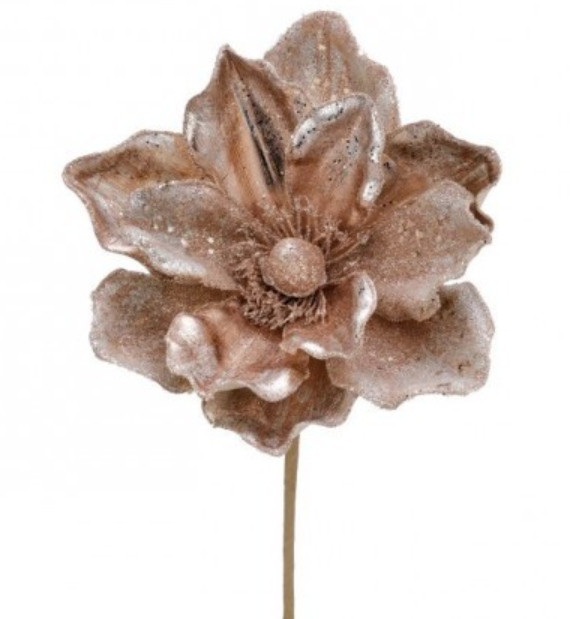 24" Iced w/ Jewel Magnolia Stem - Rose Gold