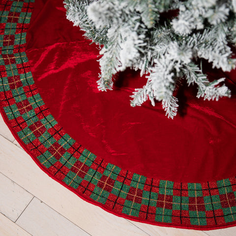 Red Plaid Tree Skirt, 48" (ITES x Sami Riccioli)