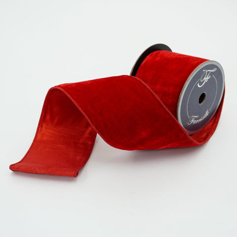 Velvet Luster Ribbon, 4" x 10yd (Red)