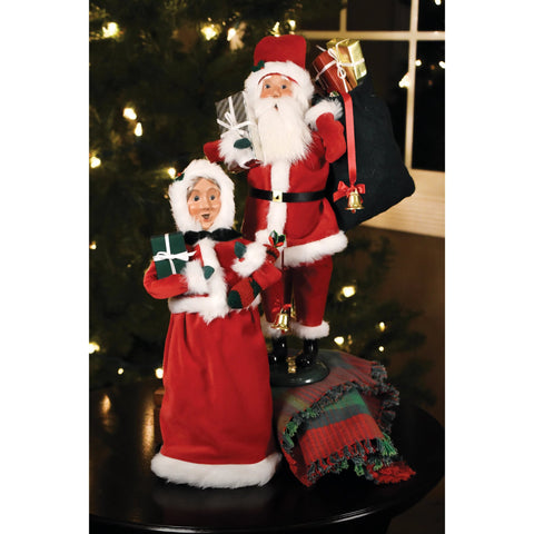 Message Red Velvet Mrs Claus Caroler Figurine, 13"