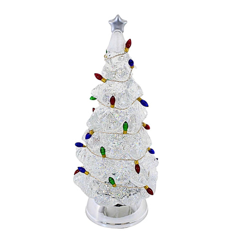 Lighted LED Swirl Tree w/ Color Bulbs & Silver Base, 12.5"
