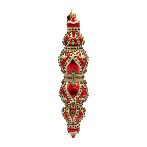 Jewel Icicle Ornament Red and Gold, 10"