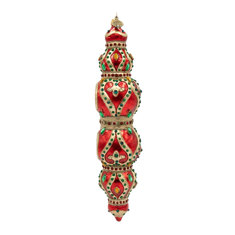 Jewel Icicle Ornament Red and Gold, 10"