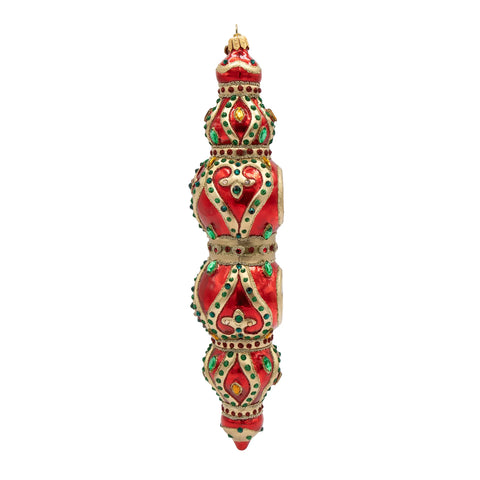 Jewel Icicle Ornament Red and Gold, 10"
