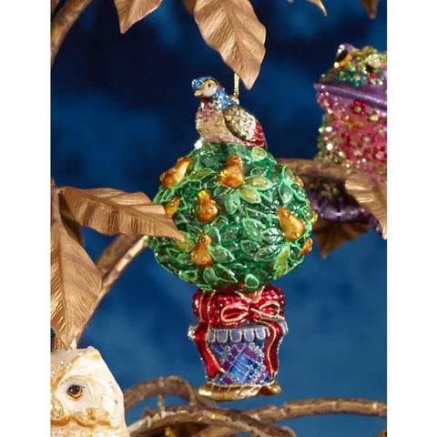 Partridge In A Pear Tree Glass Ornament, 7"