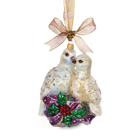 Two Turtle Doves Glass Ornament, 5.75"