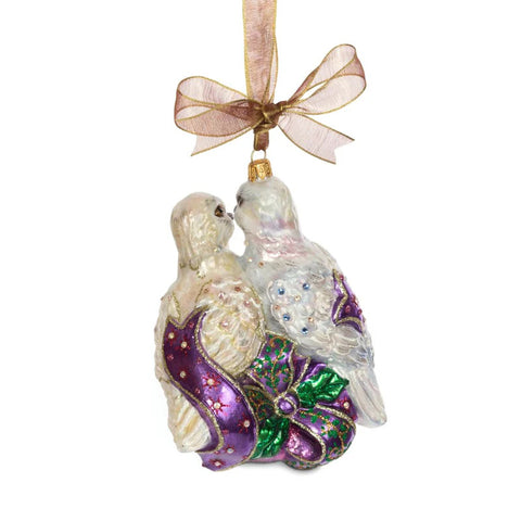 Two Turtle Doves Glass Ornament, 5.75"