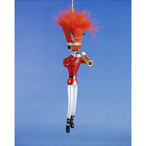 Red Soldier W/ Trumpet Ornament, 8"