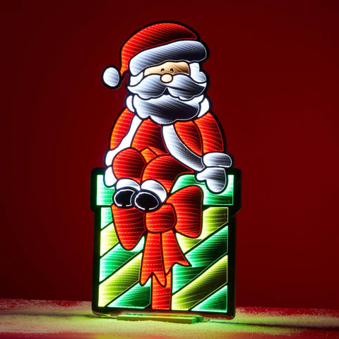 Santa on Package Infinity Light, Acrylic w/UL Plug, 47"