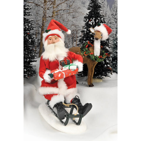 Santa on Sled Caroler Figurine, 13"