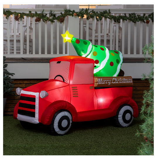5.6ft Wide Ever-Inflatable Red Truck & Christmas Tree