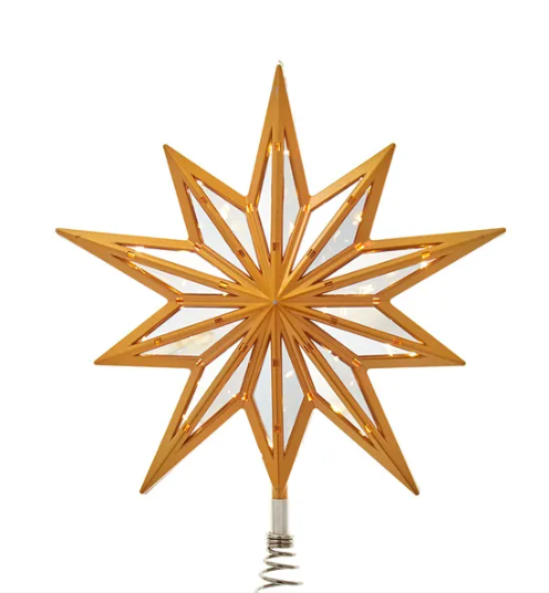 13.5" 25-Light Warm White Twinkle LED Gold Star Treetop