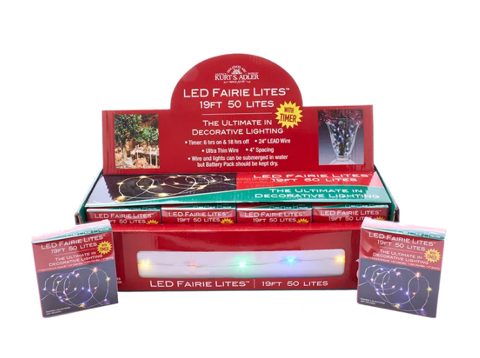 19' 50-Light Battery-Operated Multicolored LED Fairy Light Set