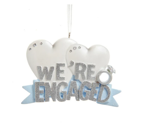 "We're Engaged" Hearts Ornament For Personalization