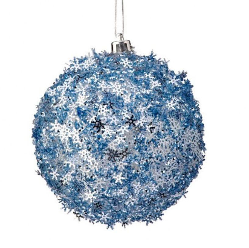 4" Aqua Metallic Snowflake Ball Ornament