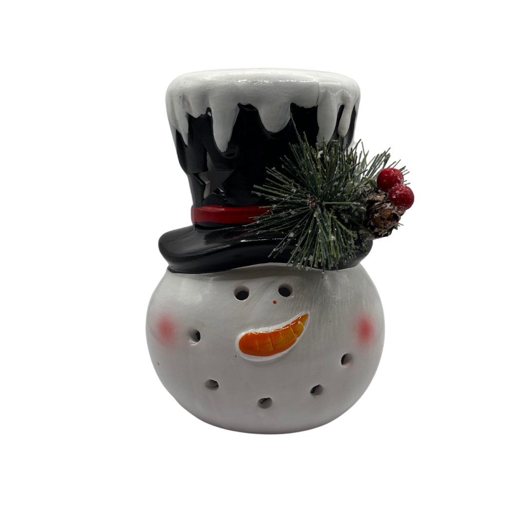 5" LED Ceramic Snowman Head Table Décor