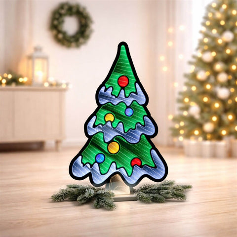 Christmas Tree W/Snow Infinity Light, Acrylic w/UL Plug, 23.5"
