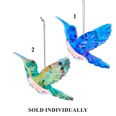 Blue or Green Acrylic Hummingbird Ornament (2 styles - Sold individually)