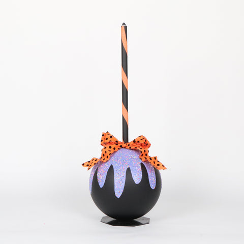 Halloween Lollipop Finial W/ Orange Bow, 32" (Black/Purple)