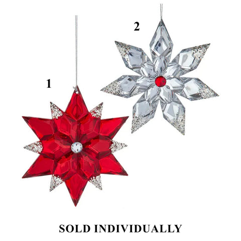 Red & Silver Snowflake Ornaments, 5.1" (2 styles - sold individually)