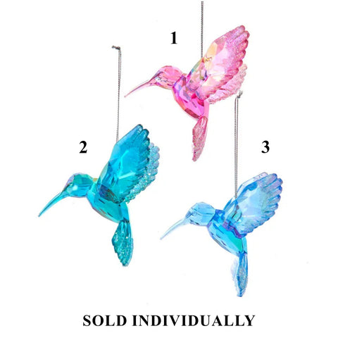 Iridescent Color Hummingbird Ornaments, 3.5" (3 styles - sold individually)