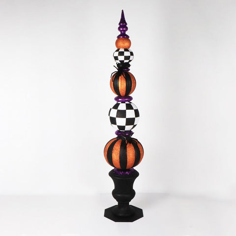Jumbo Halloween Finial W/Spider, 79" (Orange/White/Black/Purple)