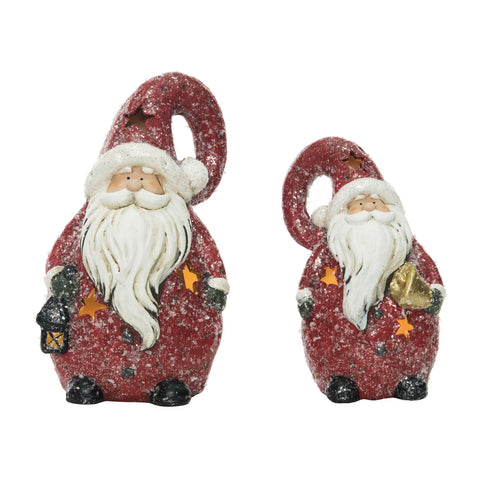 Light Up Cottage Santa w/Glitter Detail (Set of 2)