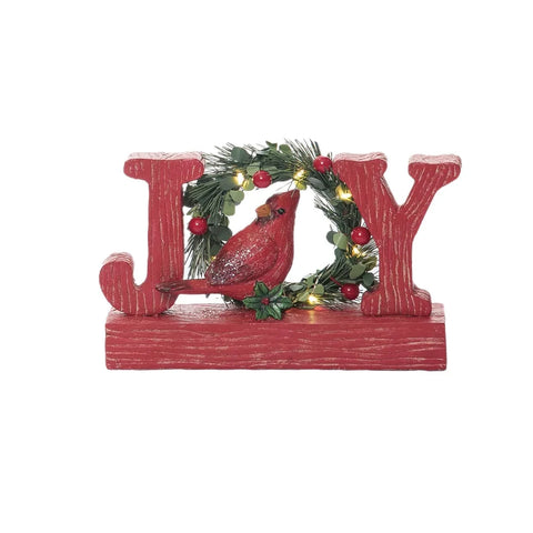 Resin Light Up "Joy" Cardinal Decor