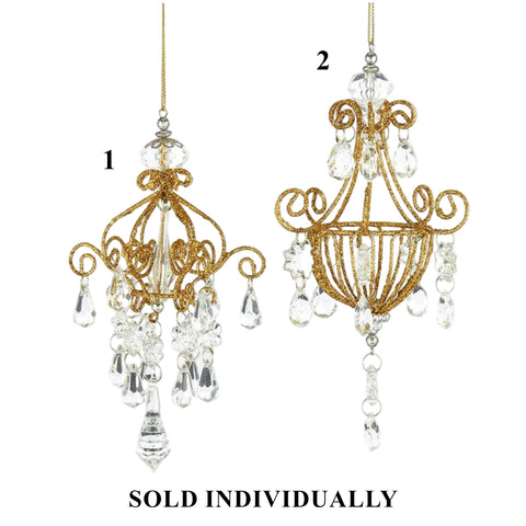 Gold Glitter Chandelier Ornaments, 6.5" (2 styles - sold individually)