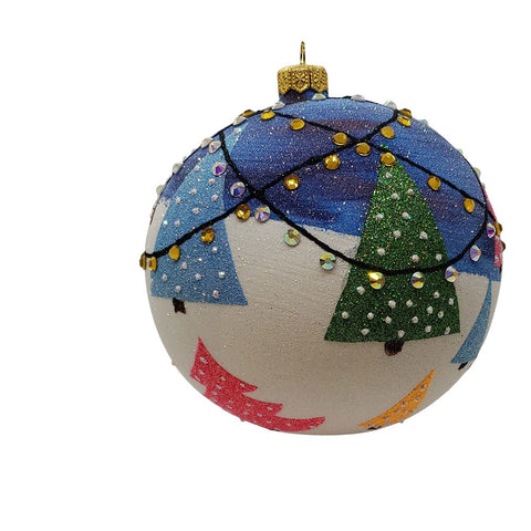 "Do They Still Make Wooden Christmas Trees?" Glass Ornament, 4"