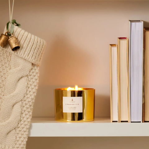 Frasier Fir Poured 3-Wick Candle, 17 oz (Gold)