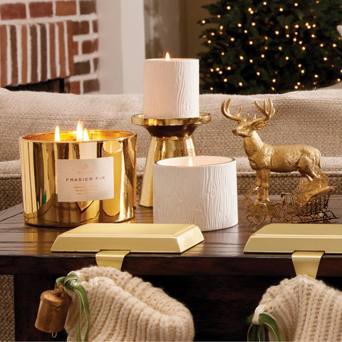 Frasier Fir Poured 3-Wick Candle, 17 oz (Gold)