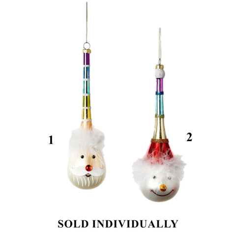 Glass Rainbow Santa/Snowman Ornament, 8" (2 styles - sold individually)
