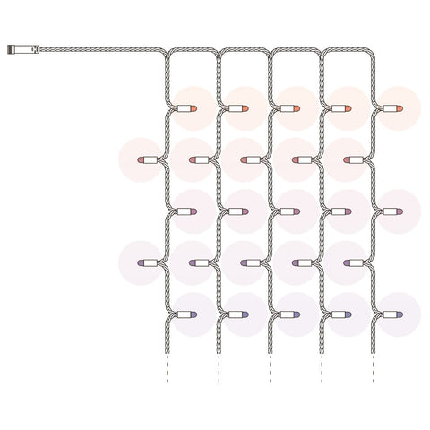 Twinkly Pro Curtain, 5x50 RGB LEDs, PLC, Black Wire