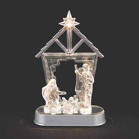 Lighted Musical Holy Family w/ Stable, 8.25"