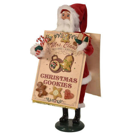 Santa w/Cookie Sandwich Board Caroler Figurine, 13"