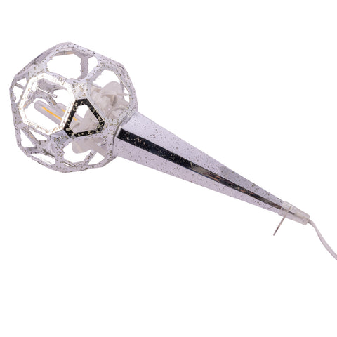 Warm White LED Silver Crackle Moravian Star, 24"