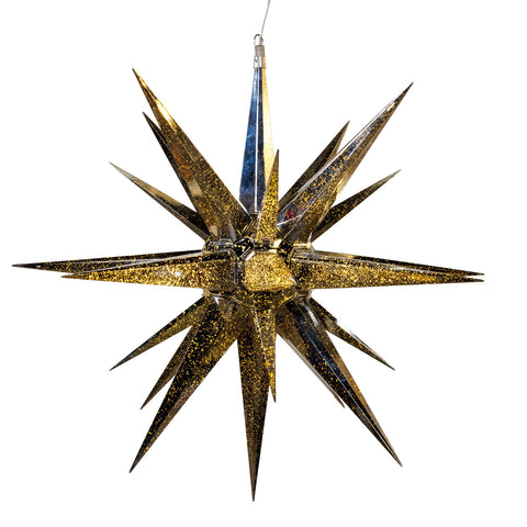 Warm White LED Silver Crackle Moravian Star, 24"