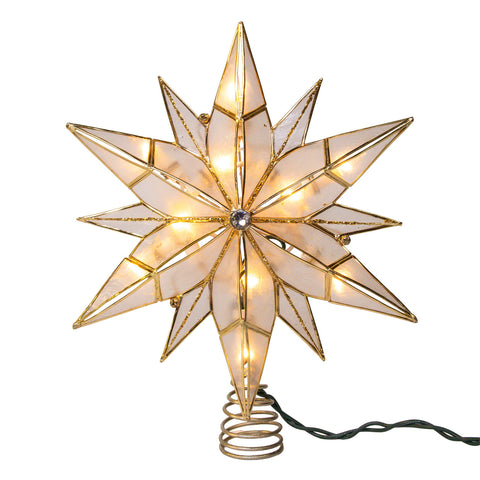 UL 10L 12-Point Capiz Star With Gemstone Center Treetop