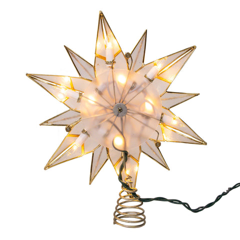 UL 10L 12-Point Capiz Star With Gemstone Center Treetop