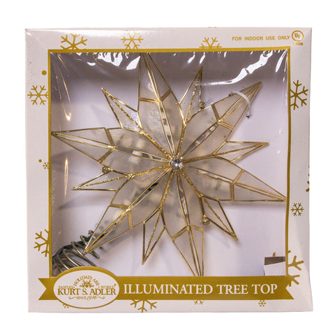 UL 10L 12-Point Capiz Star With Gemstone Center Treetop