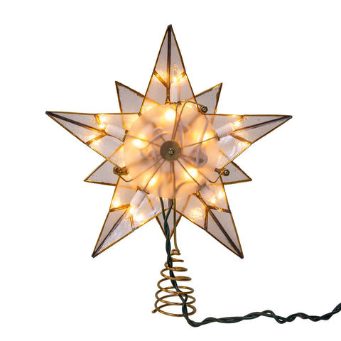 10L 5-Point Gold Glittered Capiz Star Treetop, 9.84"