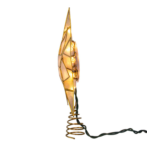 10L 5-Point Gold Glittered Capiz Star Treetop, 9.84"