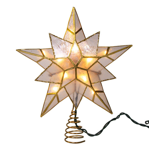 10L 5-Point Gold Glittered Capiz Star Treetop, 9.84"