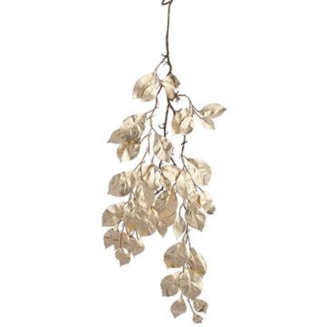 36" Gold Metallic Beech Leaf Hanging Vine